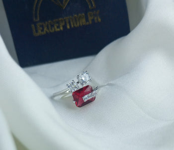 The ruby look luxury platinum plated zircon ring