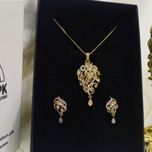 Gold plated necklace earrings zircon set