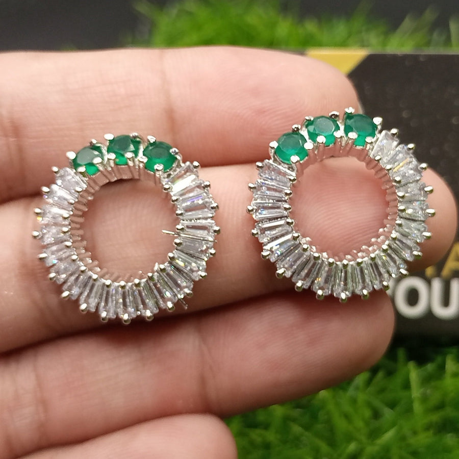 emerald look luxury american diamond zircon earrings