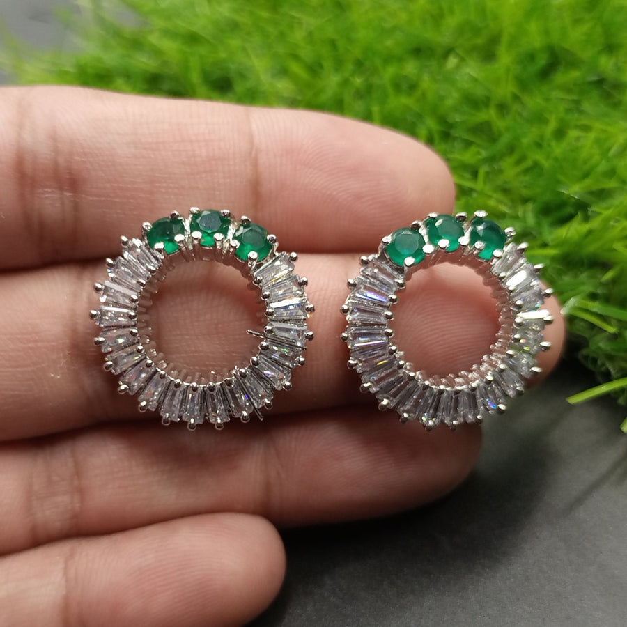 emerald look luxury american diamond zircon earrings