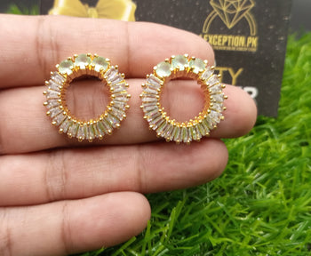 mint look luxury american diamond zircon earrings