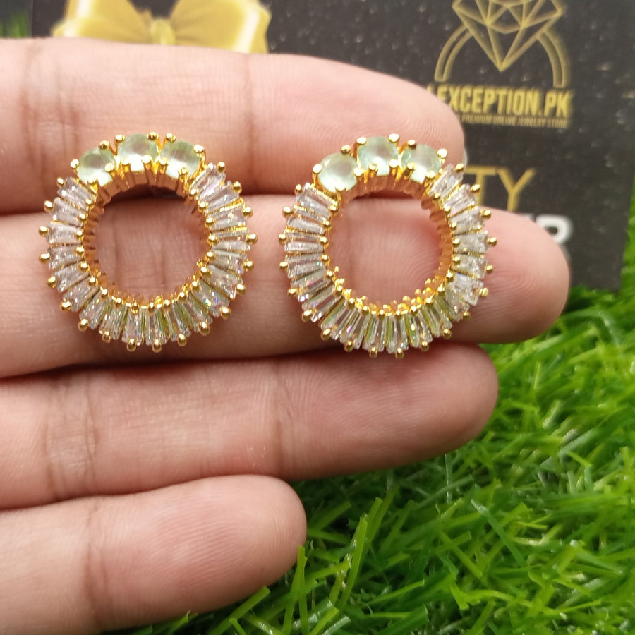 mint look luxury american diamond zircon earrings