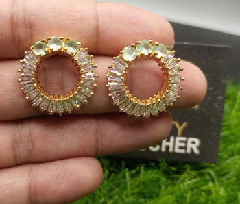 mint look luxury american diamond zircon earrings