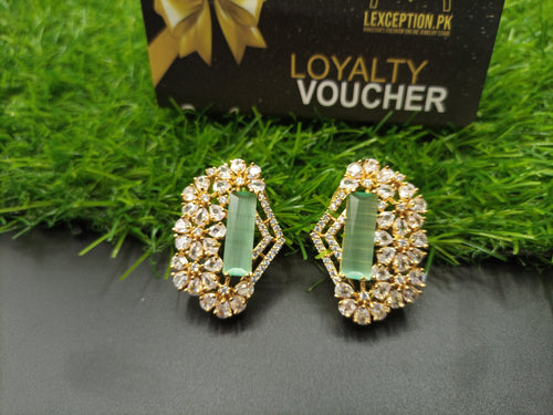 Mint look luxury american diamond zircon earrings