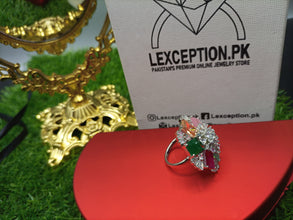 multi look luxury american diamond zircon ring adjustable