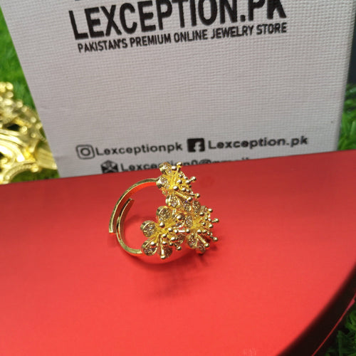 Flower pattern luxury american diamond zircon ring adjustable