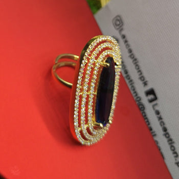 Sapphire Look luxury american diamond zircon ring adjustable