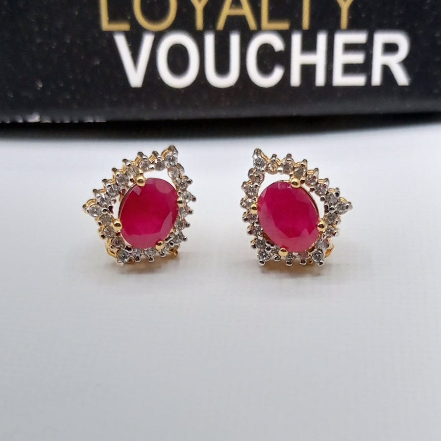 Ruby Gold cut Original 925 silver stud Earrings