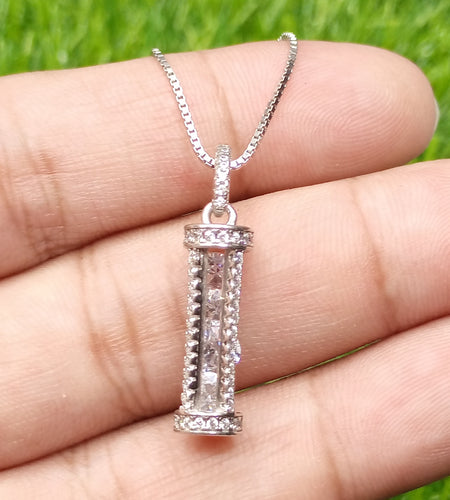 Luxury Original 925 sterling silver (chaandi) pendant necklace with chain and zircon stones studded!
