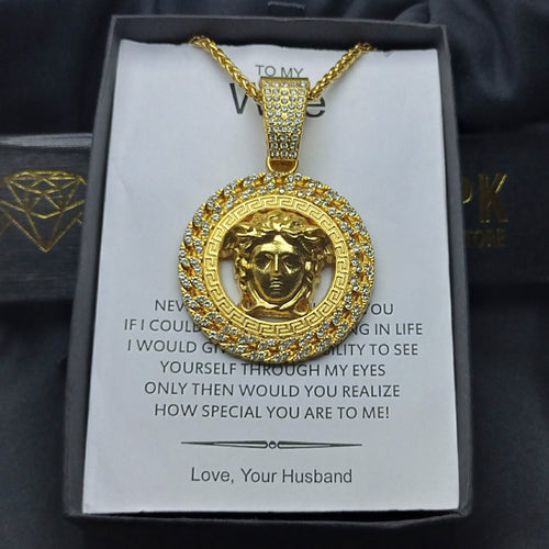 VERSACE BRANDED NECKLACE GOLD PLATING LONG LASTING GIFT FOR HER