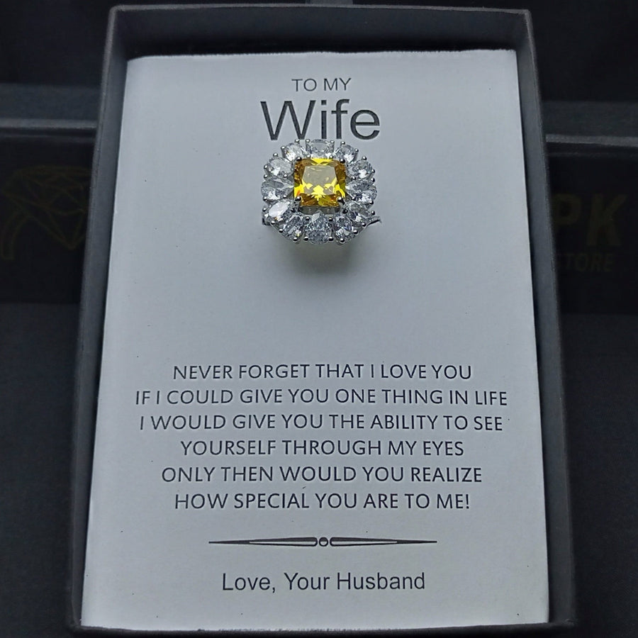 EXQUISITE ESSENCE DIAMOND CUT RHODIUM PLATED LUXURY ADJUSTABLE RING GIFT FOR HER