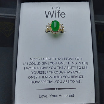 The emerald gold cut Exclusive luxury wear adjustable ring with box packing