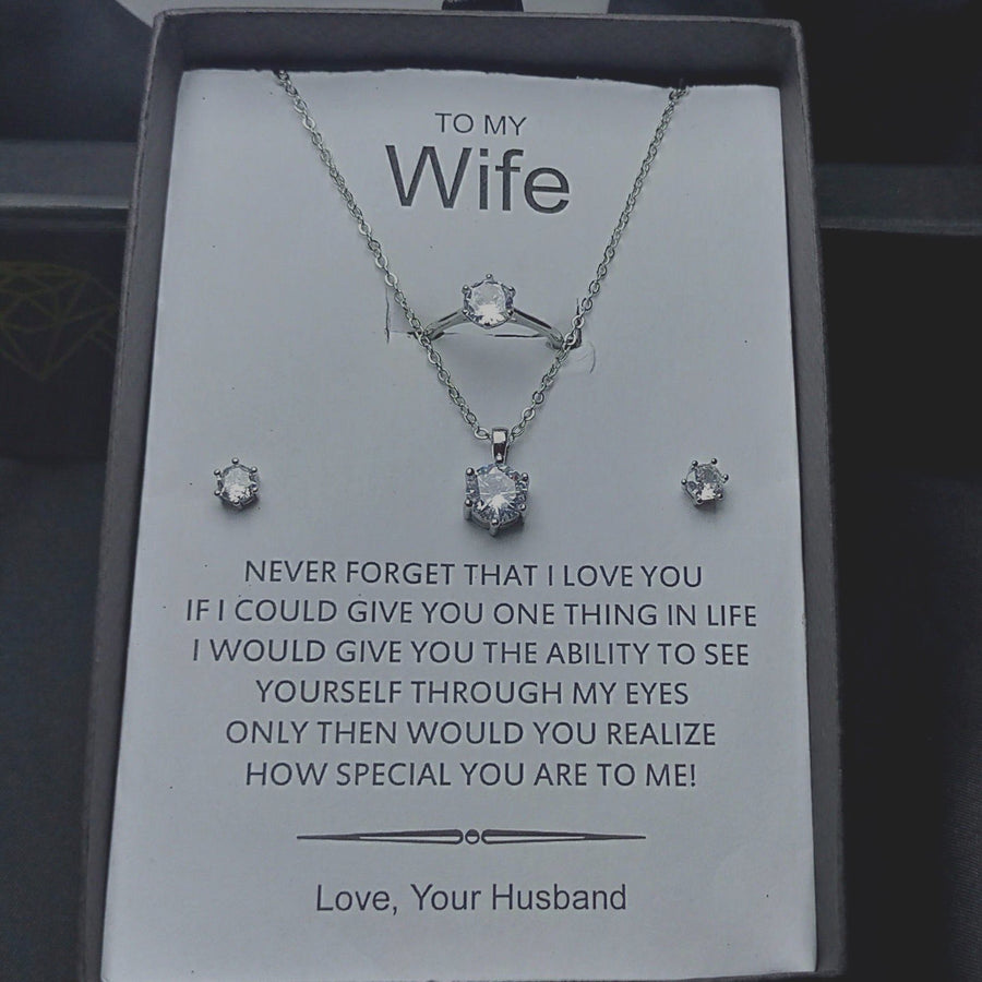 Diamond cut luxury finishing pendant chain earrings and ring set