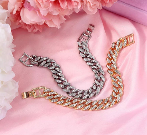 Luxury cuban bracelets set with fine finishing and zircon stones!
