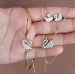 GOLD PLATED ZIRCON PENDANT CHAIN, EARRING AND BRACELET