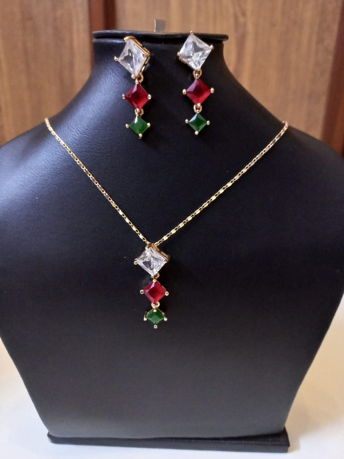 ZIRCON STONES GOLD PLATED JEWELRY SET