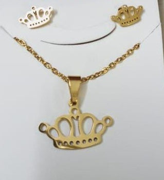 Gold Colour Zircon Pendant With Earrings