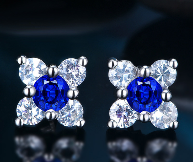HIGHLY FINISHED STUDS RHODIUM PLATED ART NOVEAU LUXURY EARRINGS