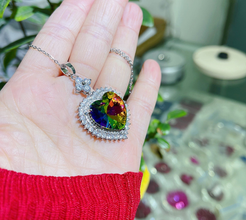 Luxury rainbow look exclusive pendant with chain and free box packaging