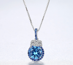 Blue Emotion Original Silver Pendant with chain with flower box