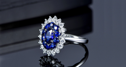 Non-tarnish-Lady Diana sapphire cut luxury ring for her adjustable
