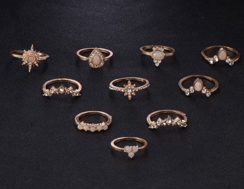 MID FINGER RINGS COMPLETE 10 PIECE SET IN ONE PRICE SPECIAL OFFER!