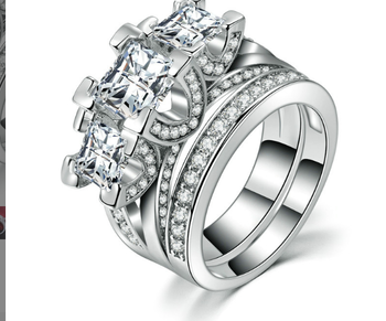 RHODIUM PLATED LUXURY RING SET OF 2.