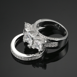 RHODIUM PLATED LUXURY RING SET OF 2.