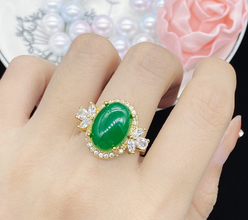 The emerald gold cut Exclusive luxury wear adjustable ring with box packing