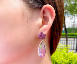 ZIRCON STONES HIGHLY FINISHED GOLD PLATED LUXURY EARRINGS