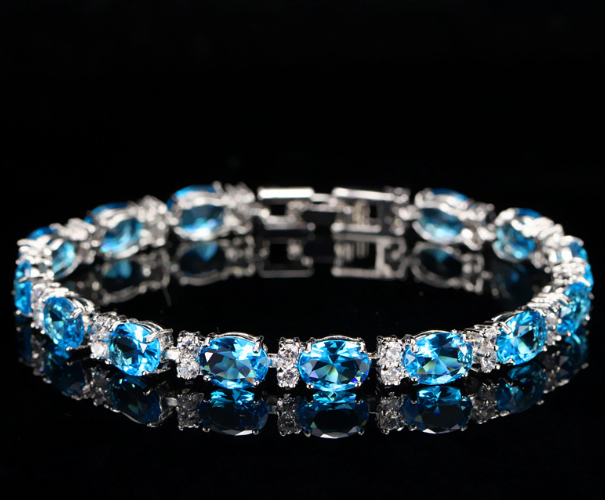 AQUA THEME LUXURY ZIRCON STONES HIGHLY FINISHED EXCLUSIVE BRACELET WITH BOX
