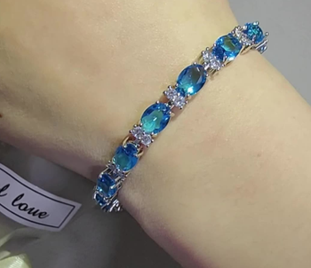 AQUA THEME LUXURY ZIRCON STONES HIGHLY FINISHED EXCLUSIVE BRACELET WITH BOX