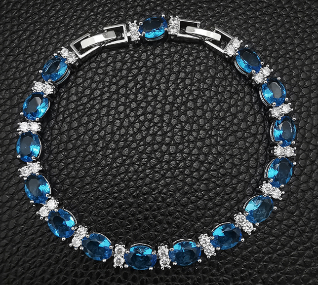 AQUA THEME LUXURY ZIRCON STONES HIGHLY FINISHED EXCLUSIVE BRACELET WITH BOX