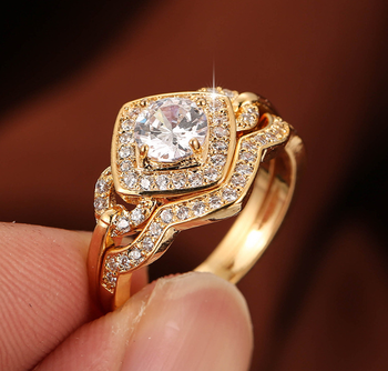 Gold look luxury Exclusive luxury Ring set for her