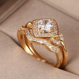 Gold look luxury Exclusive luxury Ring set for her