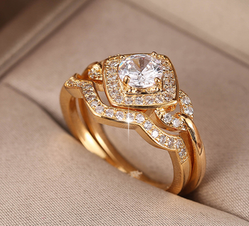 Gold look luxury Exclusive luxury Ring set for her