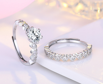 Double ring set for her adjustable luxury quality perfect gift set