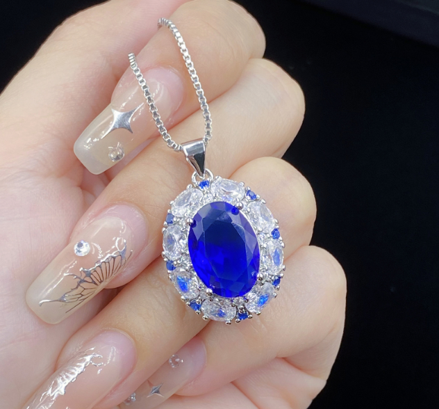 Exclusive sapphire theme luxury pendant with chain special gift for her