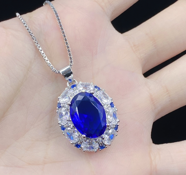 Exclusive sapphire theme luxury pendant with chain special gift for her