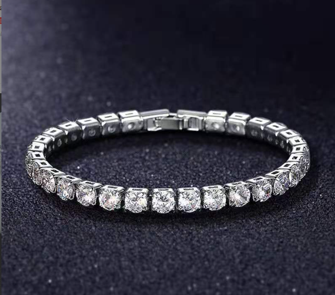 Luxury stones studded long lasting use bracelet rhodium finish