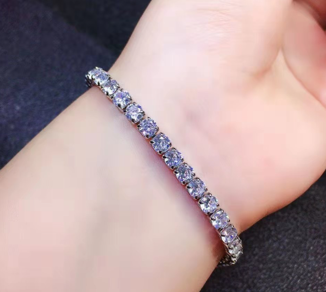 Luxury stones studded long lasting use bracelet rhodium finish