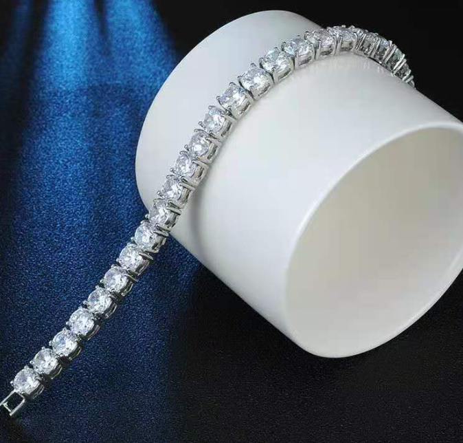 Luxury stones studded long lasting use bracelet rhodium finish