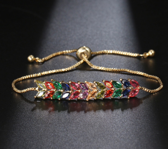 The Leaf glaze luxurious zircon bracelet
