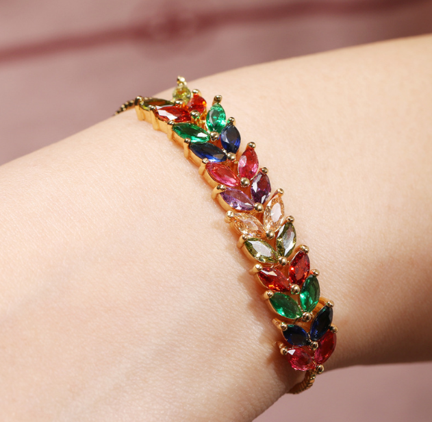 The Leaf glaze luxurious zircon bracelet