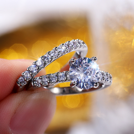Lexception Signature rhodium plated Ring set