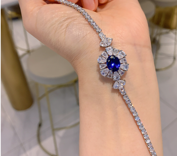 SAPPHIRE LOOK EXCLUSIVE AND LUXURY RHODIUM PLATED BRACELET FOR HER COMES BOX PACKED