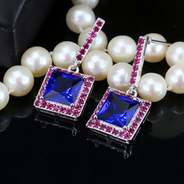 ZIRCON STONES HIGHLY FINISHED RHODIUM PLATED ART NOVEAU LUXURY EARRINGS