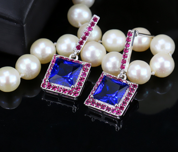 ZIRCON STONES HIGHLY FINISHED RHODIUM PLATED ART NOVEAU LUXURY EARRINGS