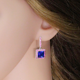 ZIRCON STONES HIGHLY FINISHED RHODIUM PLATED ART NOVEAU LUXURY EARRINGS
