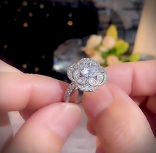 Diamond cut luxury ring with box packing